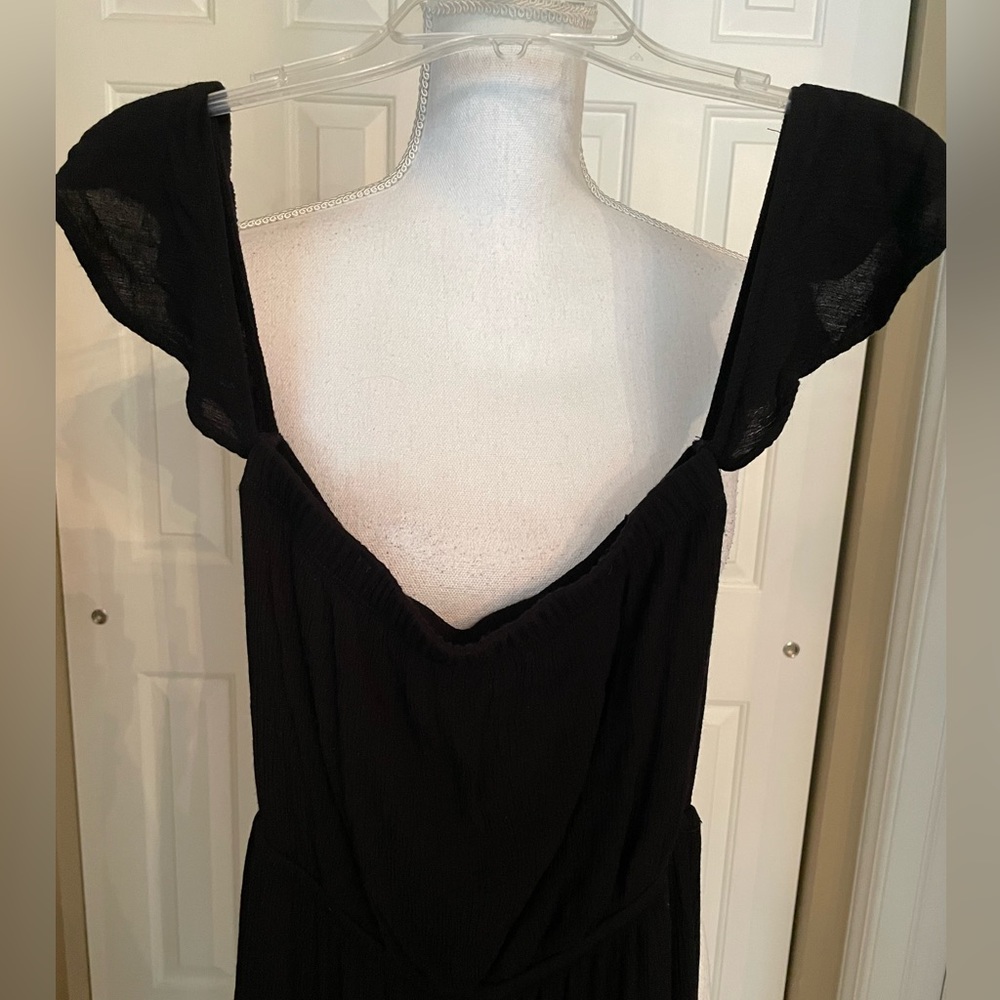 Charlotte Russe Jumpsuit Wide Leg Black Gauze Material Cap sleeve XS